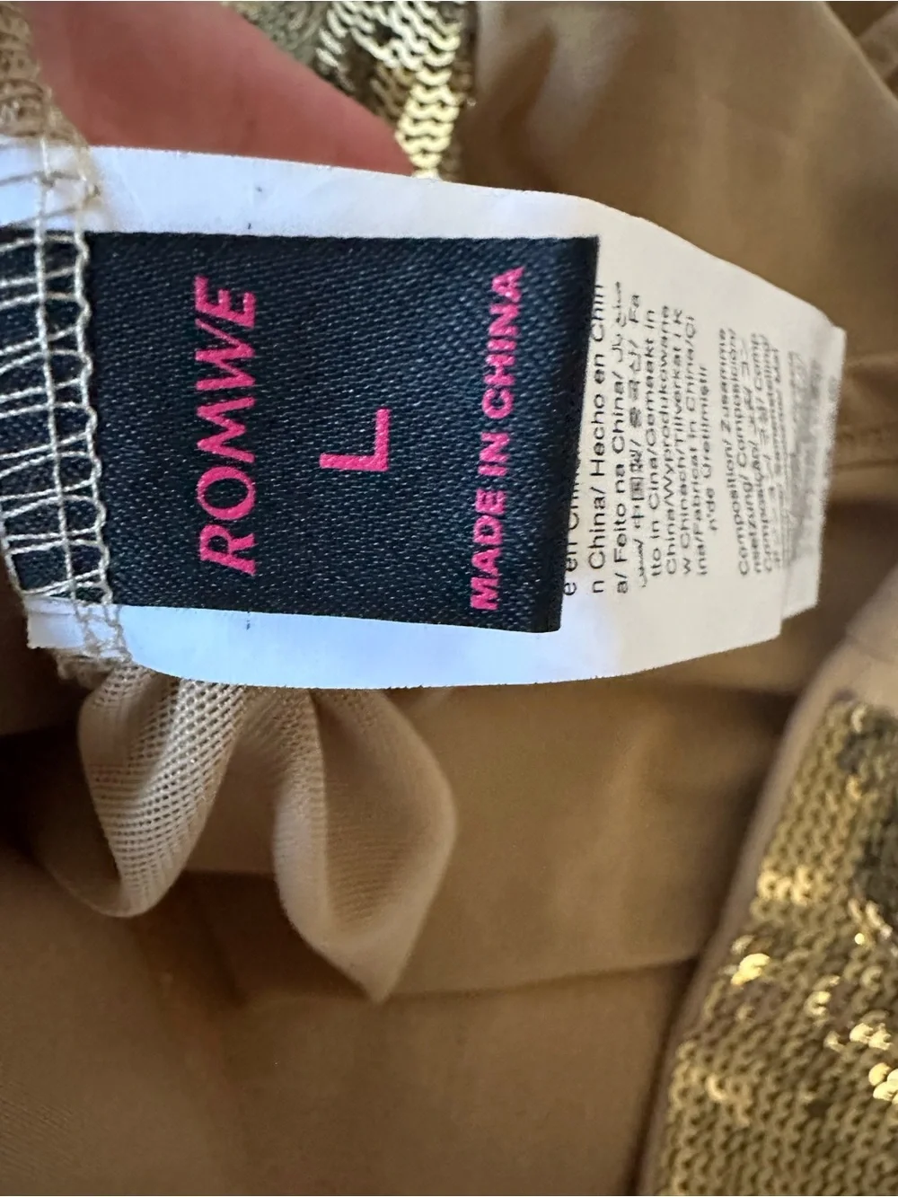 ROMWE Gold Sequin Butterfly Cami with Pink Accents - Picture 3 of 3
